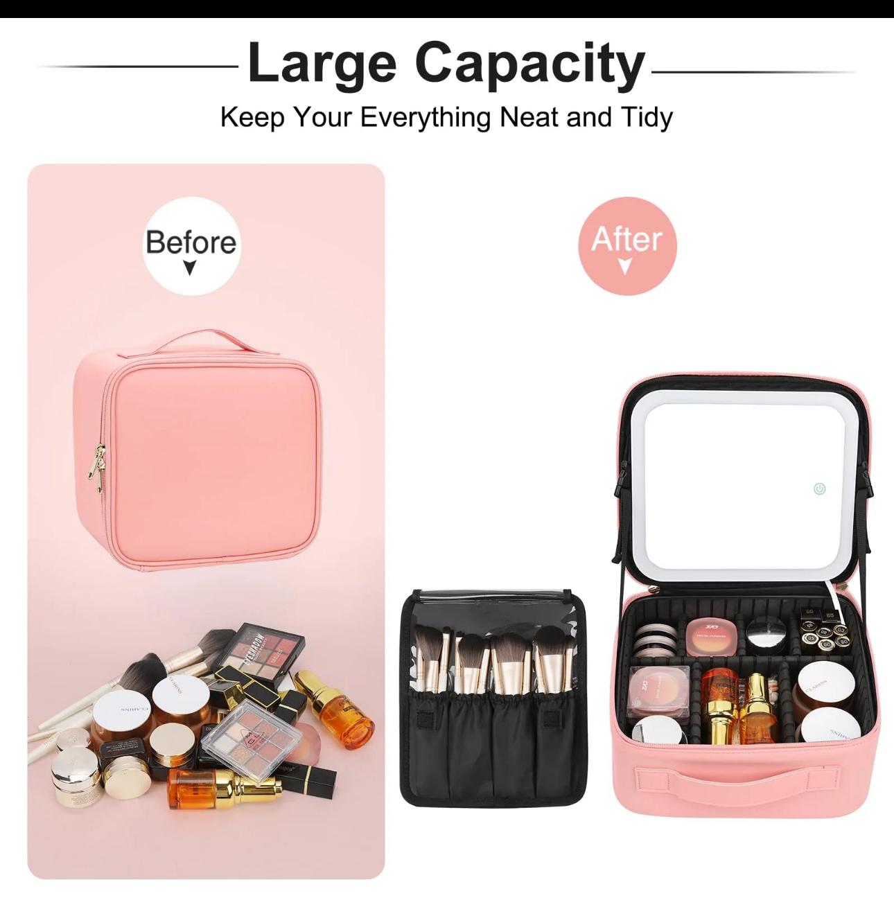 Beauty LED Travel Makeup Bag with Adjustable Dividers