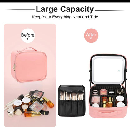 Beauty LED Travel Makeup Bag with Adjustable Dividers