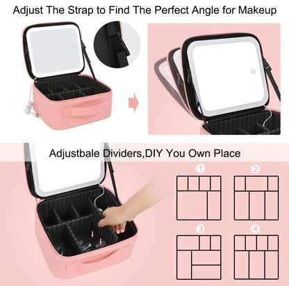 Beauty LED Travel Makeup Bag with Adjustable Dividers