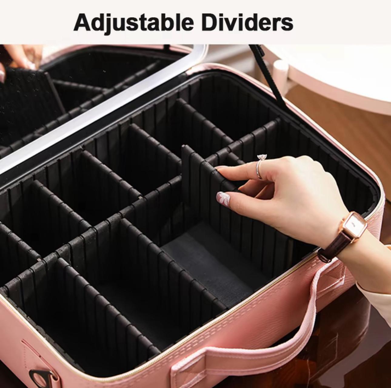 Beauty LED Travel Makeup Bag with Adjustable Dividers