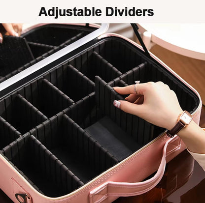 Beauty LED Travel Makeup Bag with Adjustable Dividers