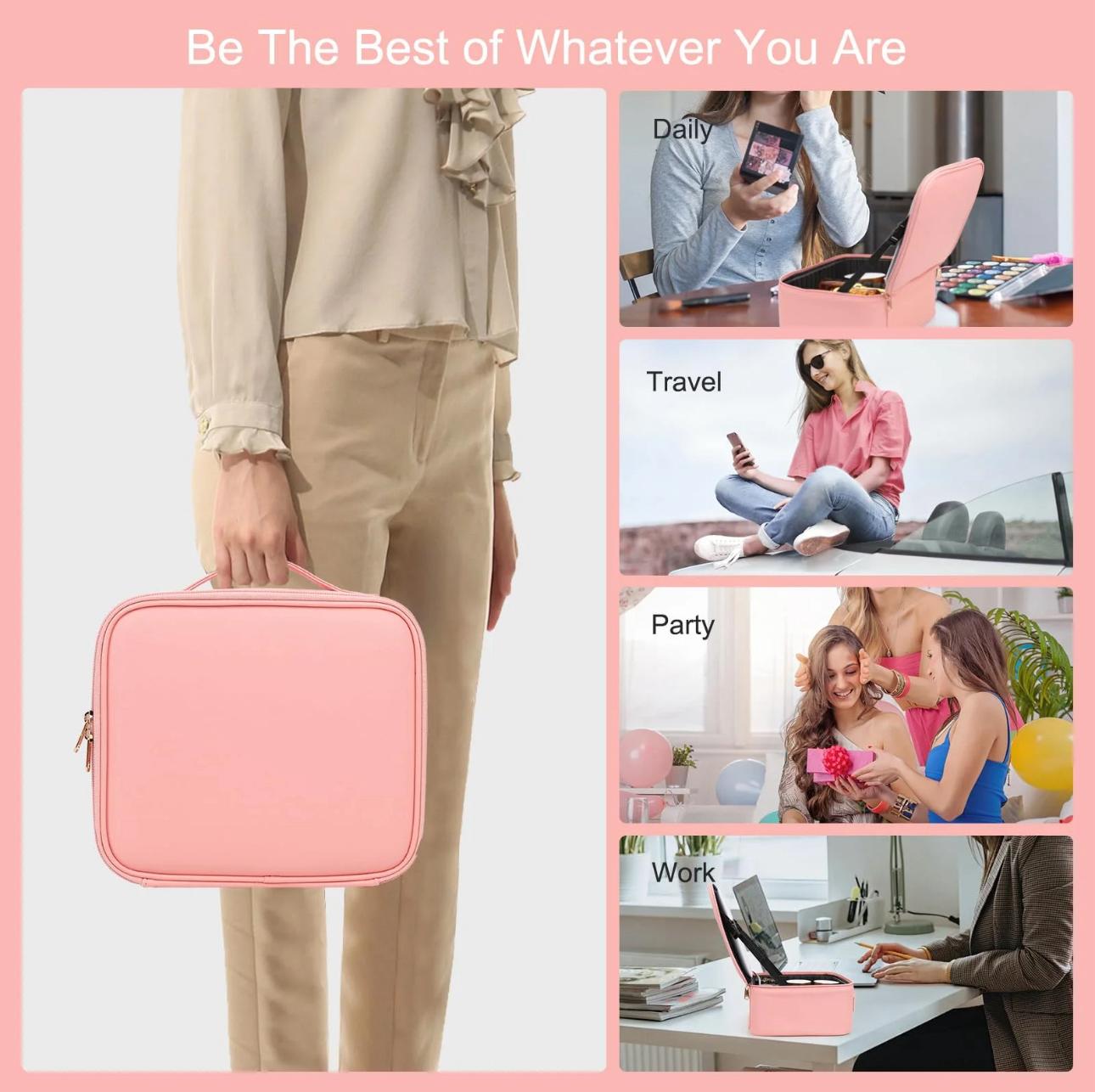 Beauty LED Travel Makeup Bag with Adjustable Dividers